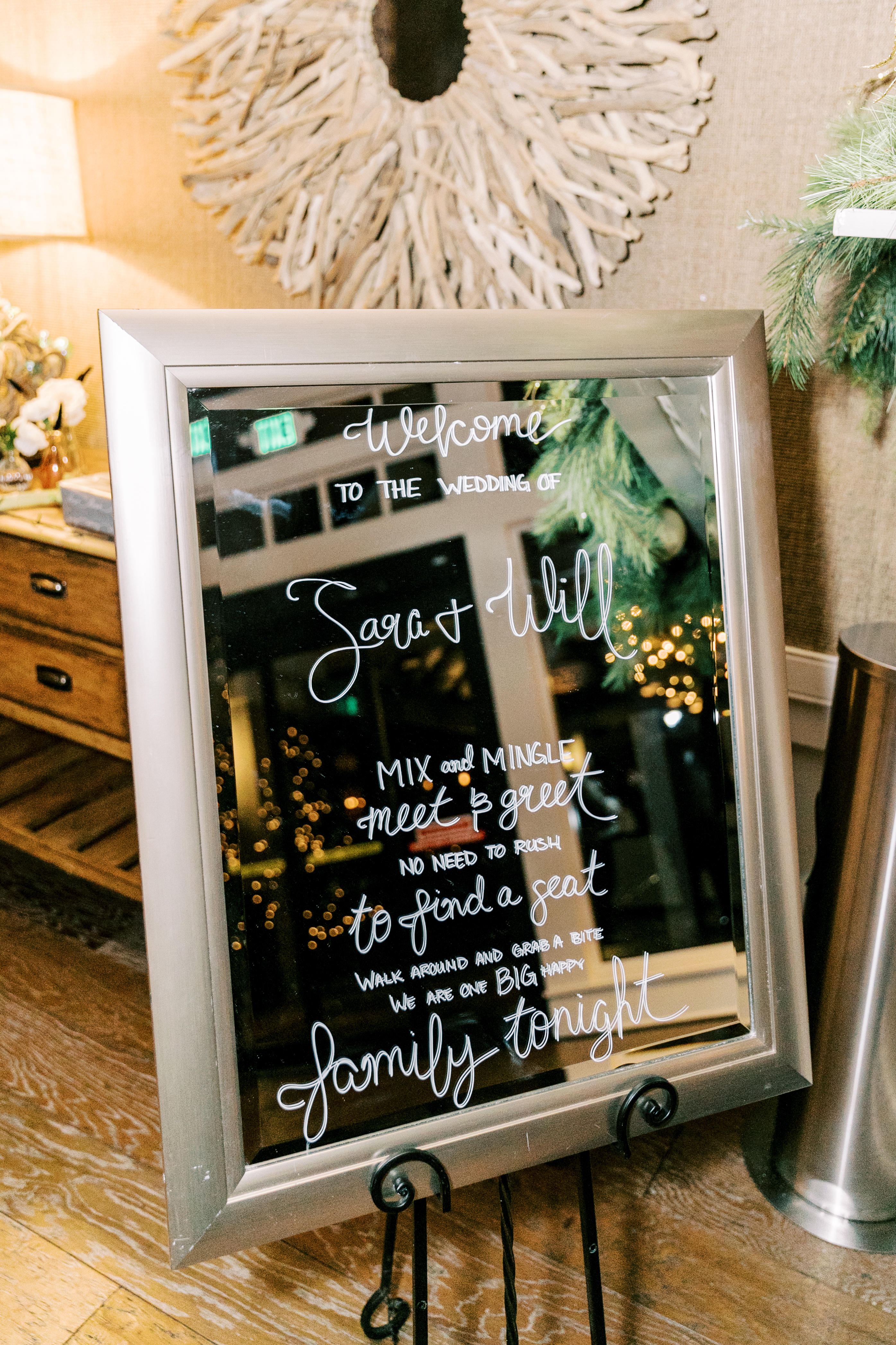 mirror wedding entrance sign