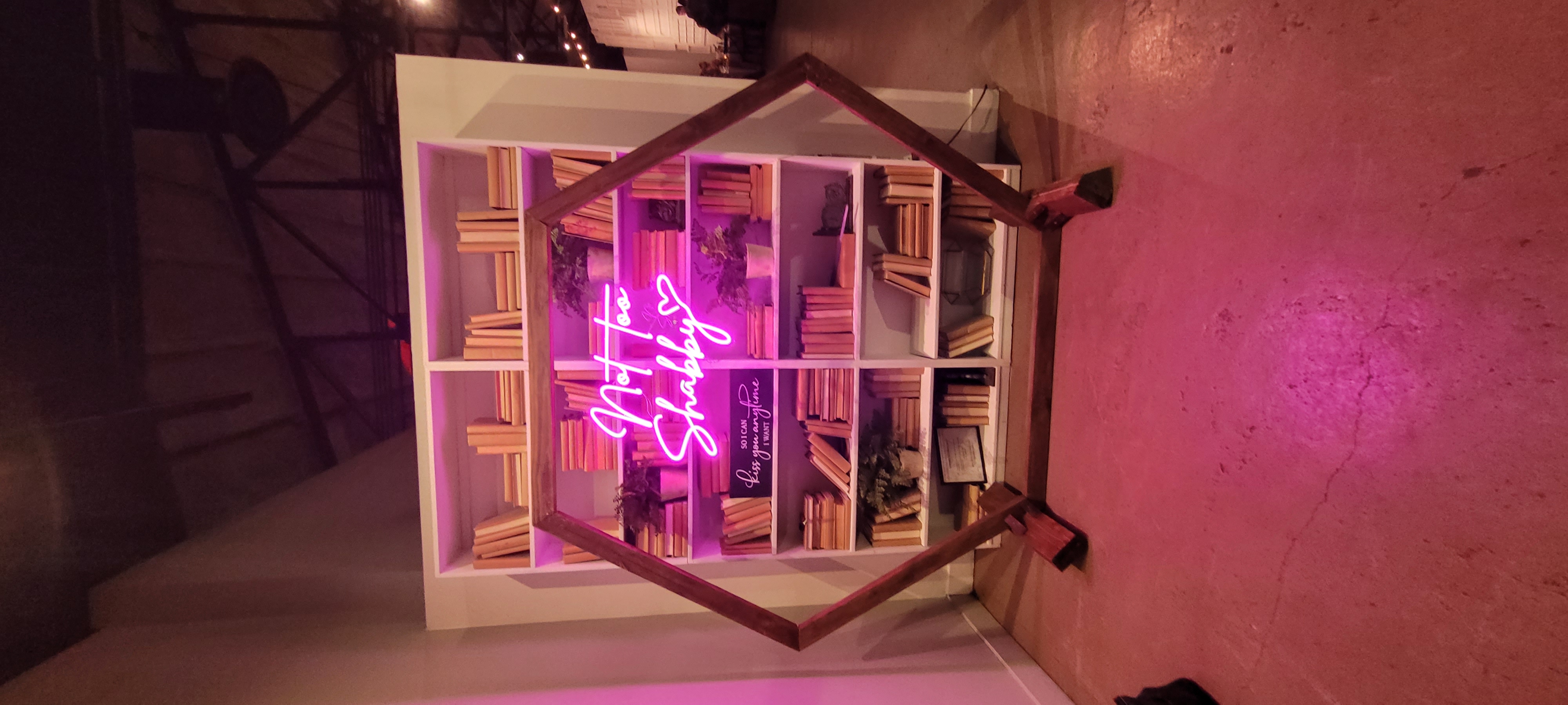 hexagonal arch with neon light sign